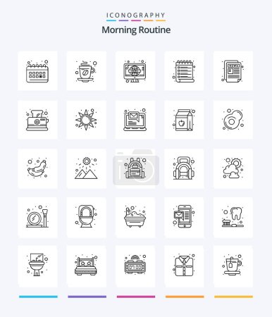 Ilustración de Creative Morning Routine 25 OutLine icon pack  Such As news. wish. hot. schedule. tv - Imagen libre de derechos