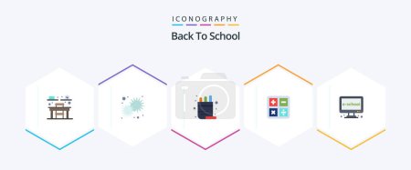 Illustration for Back To School 25 Flat icon pack including education. formula. school. education. back to school - Royalty Free Image