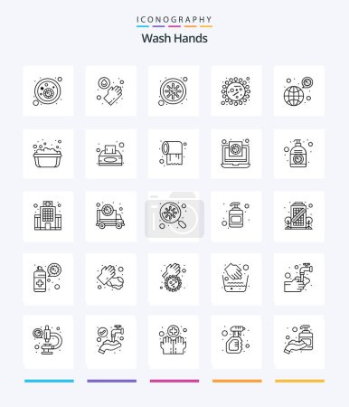 Illustration for Creative Wash Hands 25 OutLine icon pack  Such As bacteria. bacteria. coronavirus. virus. coronavirus - Royalty Free Image