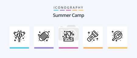 Illustration for Summer Camp Line 5 Icon Pack Including tree. branch. campfire. tree. outdoor. Creative Icons Design - Royalty Free Image