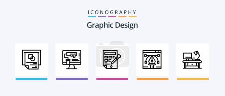 Illustration for Graphic Design Line 5 Icon Pack Including . writer. computer. copy. book. Creative Icons Design - Royalty Free Image