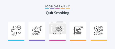 Illustration for Quit Smoking Line 5 Icon Pack Including scissors. lifestyle. smoking. smoking. lifestyle. Creative Icons Design - Royalty Free Image