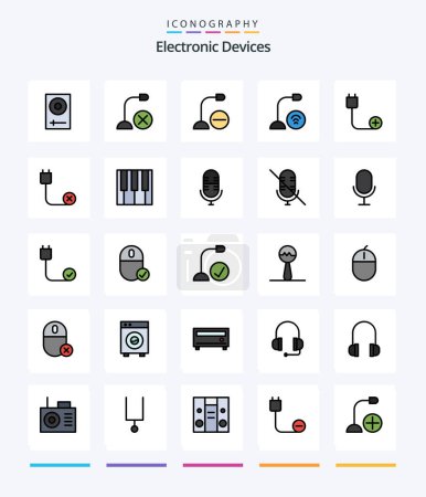 Téléchargez les illustrations : Creative Devices 25 Line FIlled icon pack  Such As devices. computers. hardware. hardware. cord - en licence libre de droit