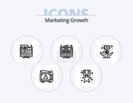 Ilustración de Marketing Growth Line Icon Pack 5 Icon Design. chart. speaker. page. marketing. ads - Imagen libre de derechos