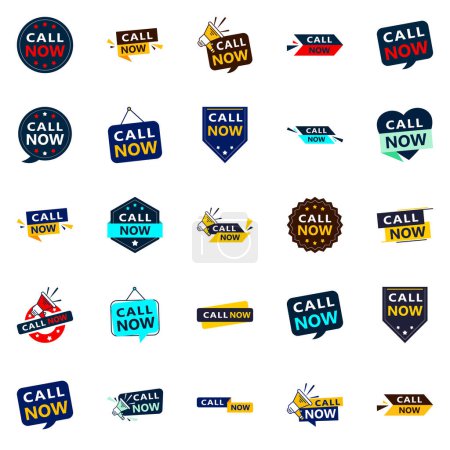 Téléchargez les illustrations : 25 Professional Typographic Designs for encouraging calls Call Now - en licence libre de droit