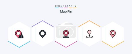 Téléchargez les illustrations : Map Pin 25 FilledLine icon pack including . map. . marker - en licence libre de droit