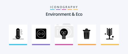 Ilustración de Environment And Eco Glyph 5 Icon Pack Including eco. power. power. plant. light. Creative Icons Design - Imagen libre de derechos