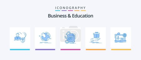 Ilustración de Business And Education Blue 5 Icon Pack Including solution. gift. connection. agreement. education. Creative Icons Design - Imagen libre de derechos