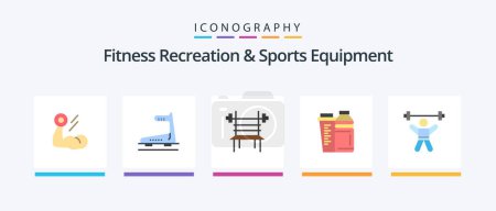 Illustration for Fitness Recreation And Sports Equipment Flat 5 Icon Pack Including shaker. drink. treadmill. bottle. gym. Creative Icons Design - Royalty Free Image