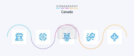 Illustration for Canada Blue 5 Icon Pack Including leaf. scandinavia. arctic. gloves. arctic - Royalty Free Image