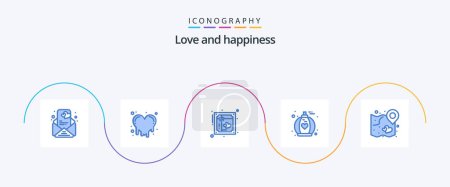 Illustration for Love Blue 5 Icon Pack Including strategy. love. love. heart. love - Royalty Free Image