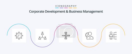 Ilustración de Corporate Development And Business Management Line 5 Icon Pack Including spanner. controls. company. settings. people - Imagen libre de derechos