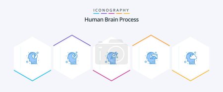 Ilustración de Human Brain Process 25 Blue icon pack including thinking. mind. power. human. plug - Imagen libre de derechos