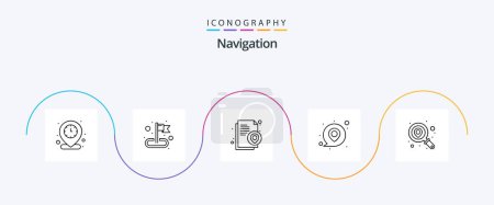 Téléchargez les illustrations : Navigation Line 5 Icon Pack Including search. find. location. pin. location - en licence libre de droit