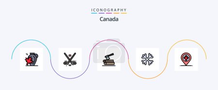 Téléchargez les illustrations : Canada Line Filled Flat 5 Icon Pack Including canada. snow flakes. ice. snow. timber - en licence libre de droit