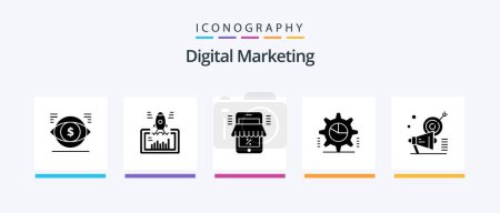 Illustration for Digital Marketing Glyph 5 Icon Pack Including pie graph. cog. startup. shopping. shop. Creative Icons Design - Royalty Free Image