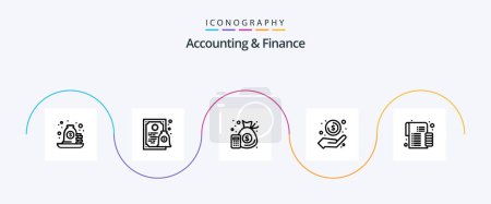 Téléchargez les illustrations : Accounting And Finance Line 5 Icon Pack Including profit. money. money. hand. money - en licence libre de droit