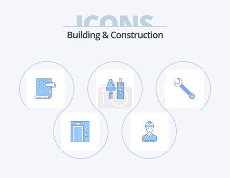 Téléchargez les illustrations : Building And Construction Blue Icon Pack 5 Icon Design. tool. construction. paint. brickwork. wallpaper - en licence libre de droit