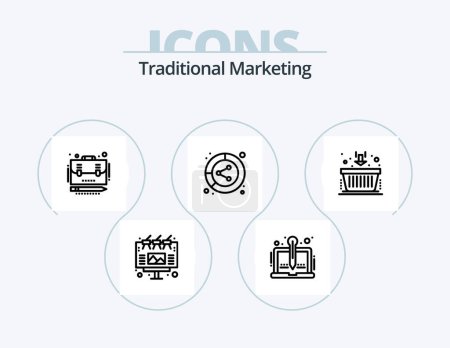 Téléchargez les illustrations : Traditional Marketing Line Icon Pack 5 Icon Design. lead. conversion. user. analysis. money - en licence libre de droit