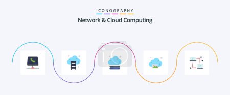 Illustration for Network And Cloud Computing Flat 5 Icon Pack Including . networking. technology. laptop. technology - Royalty Free Image