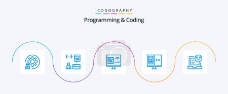 Ilustración de Programming And Coding Blue 5 Icon Pack Including computer. app. development. development. coding - Imagen libre de derechos