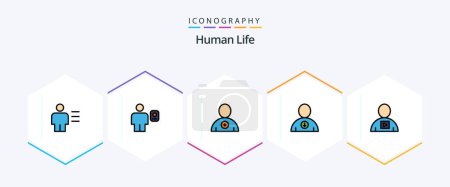 Téléchargez les illustrations : Human 25 FilledLine icon pack including body. user. human. next. user - en licence libre de droit