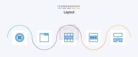 Illustration for Layout Blue 5 Icon Pack Including structure. layout. grid. password. field - Royalty Free Image