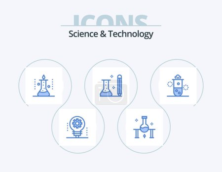 Ilustración de Science And Technology Blue Icon Pack 5 Icon Design. radioactivity. nuclear radiation. science experiment. science. knowledge - Imagen libre de derechos