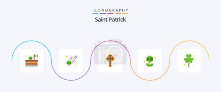 Téléchargez les illustrations : Saint Patrick Flat 5 Icon Pack Including patrick. day. cross. leaf. clover - en licence libre de droit
