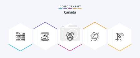 Illustration for Canada 25 Line icon pack including invitation. cup. award. canada. beer - Royalty Free Image