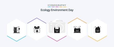 Illustration for Ecology 25 Glyph icon pack including electric. energy. plug. eco. shopping - Royalty Free Image
