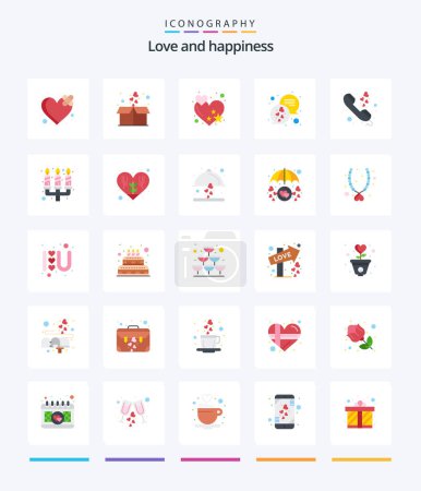 Téléchargez les illustrations : Creative Love 25 Flat icon pack  Such As love. call. love. text. love - en licence libre de droit