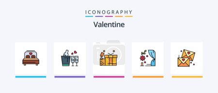 Téléchargez les illustrations : Valentine Line Filled 5 Icon Pack Including marriage. love. candle. day. valentine. Creative Icons Design - en licence libre de droit