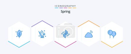 Illustration for Spring 25 Blue icon pack including fly. weather. spring. spring. rainbow - Royalty Free Image