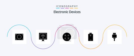 Téléchargez les illustrations : Devices Glyph 5 Icon Pack Including . electronic. charge. devices. energy - en licence libre de droit