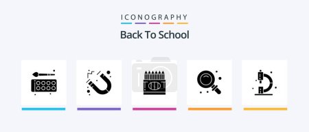 Téléchargez les illustrations : Back To School Glyph 5 Icon Pack Including biology. research. back to school. school. education. Creative Icons Design - en licence libre de droit