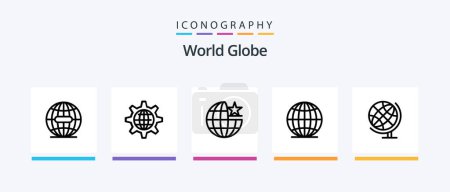 Ilustración de Globe Line 5 Icon Pack Including global. world. stare. internet. world. Creative Icons Design - Imagen libre de derechos