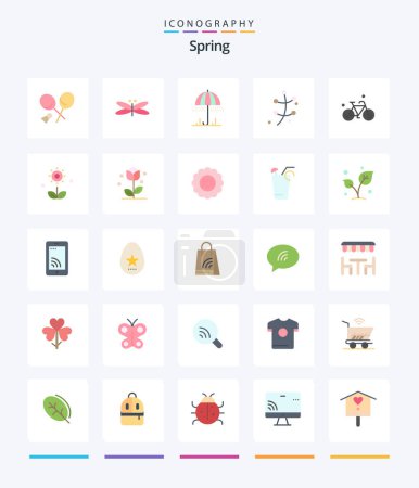 Ilustración de Creative Spring 25 Flat icon pack  Such As bicycle. plant. spring. leaf. spring - Imagen libre de derechos