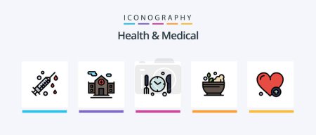 Illustration for Health And Medical Line Filled 5 Icon Pack Including . food. herbal. fish. healthbag. Creative Icons Design - Royalty Free Image