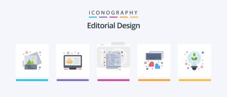 Ilustración de Editorial Design Flat 5 Icon Pack Including creative. programming. designer. keyboard. pencil. Creative Icons Design - Imagen libre de derechos