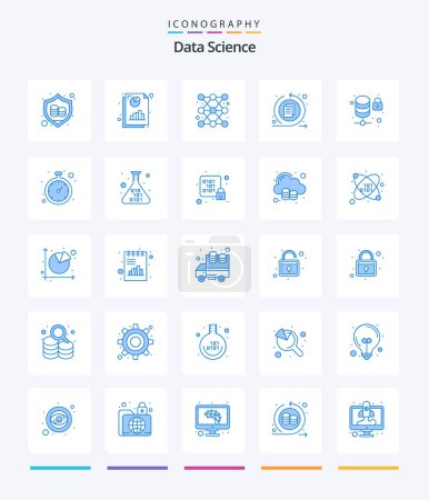 Illustration for Creative Data Science 25 Blue icon pack  Such As lock. data process. bar. interface. report - Royalty Free Image