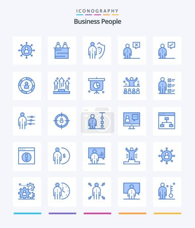 Ilustración de Creative Business People 25 Blue icon pack  Such As human. communication. teamwork. business. person - Imagen libre de derechos