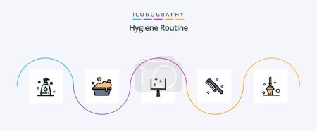 Illustration for Hygiene Routine Line Filled Flat 5 Icon Pack Including . mop. sweep. cleaning. clean - Royalty Free Image