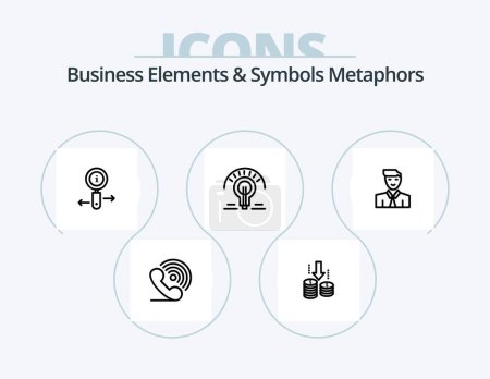 Illustration for Business Elements And Symbols Metaphors Line Icon Pack 5 Icon Design. road. item. sheild. shipping. cart - Royalty Free Image