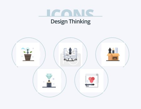 Téléchargez les illustrations : Design Thinking Flat Icon Pack 5 Icon Design. drawing. plant. rgb. light. fresh - en licence libre de droit