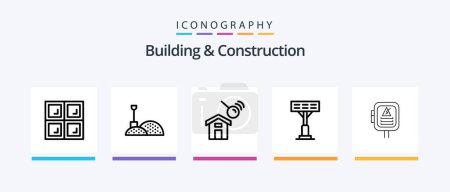 Ilustración de Building And Construction Line 5 Icon Pack Including . construction. building. cone. shovel. Creative Icons Design - Imagen libre de derechos