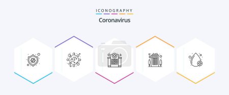 Téléchargez les illustrations : Coronavirus 25 Line icon pack including blood. quarantine. building. coronavirus. nursing - en licence libre de droit