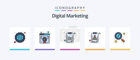 Illustration for Digital Marketing Line Filled 5 Icon Pack Including research. connection. presentation. analysis. Creative Icons Design - Royalty Free Image