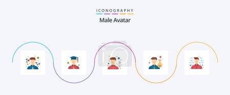 Illustration for Male Avatar Flat 5 Icon Pack Including . programmer. microphone. development. man - Royalty Free Image