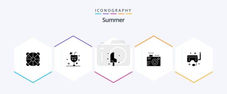 Illustration for Summer 25 Glyph icon pack including photo. camera. drink. summer. ice - Royalty Free Image